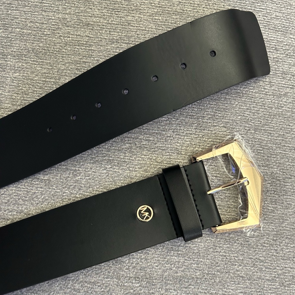 Michael Kors Black Belt with Gold Buckle
